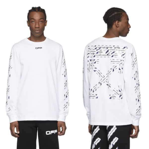 White Airport Tape Long Sleeve T-Shirt by Off-White